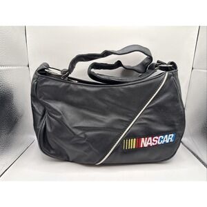 NASCAR Velocity Black Shoulder Bag Purse Embroidered Pleather Medium Rectangle